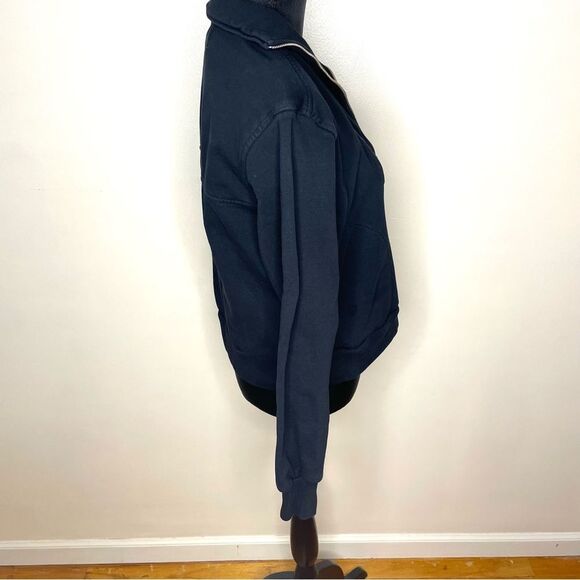 Everlane Sweatshirt 1/2 Zip Up Organic Cotton Cropped Mock Neck Black Size XS - Picture 5 of 9